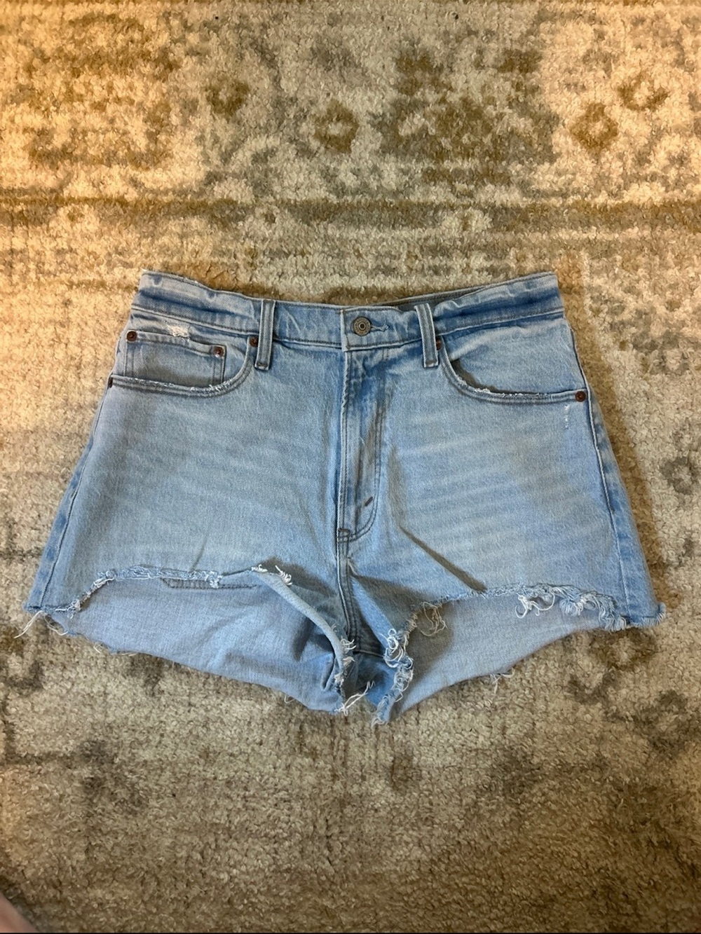Abercrombie & Fitch Light Wash Distressed Denim Cutoff Shorts